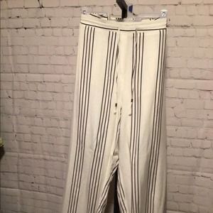 Anthology White Pants /w Black & Brown stripes